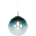 QAZQA Art Deco Hengelampe messing med havblå glass 33 cm - Pallon
