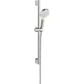 Hansgrohe Crometta Vario brusesæt i hvid/krom med 650 mm brusestang, Ø100 mm håndbruser med 2 strålefunktioner samt bruseslange på 1,6 meter