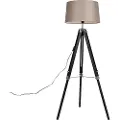 QAZQA Gulvlampe stativ svart med skjerm 45 cm lin taupe