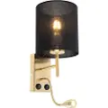 QAZQA Art Deco vegglampe sort med svart bomullshette - Stacca