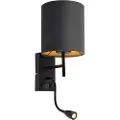 QAZQA Art Deco vegglampe sort med mørkegrå fløyelskjerm - Stacca