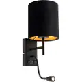 QAZQA Art Deco vegglampe svart med fløyelshette - Stacca