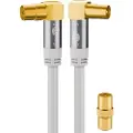 Wentronic goobay - Antennekabel - IEC-kobling hunn vinklet til IEC-kobling hann vinklet - 3 m - firenivåsskjerming - 135 dB - hvit - solid