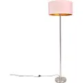 QAZQA Gulvlampe i stål med rosa skjerm 50 cm - Simplo