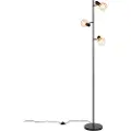 QAZQA Gulvlampe sort med kobber 3-lys - Mesh