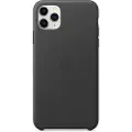 Apple - Baksidedeksel for mobiltelefon - lær, maskinert aluminium - svart - for iPhone 11 Pro Max