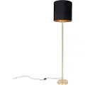QAZQA Klassisk gulvlampe messing med svart skjerm 40 cm - Simplo