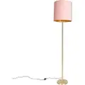 QAZQA Romantisk gulvlampe messing med rosa skjerm 40 cm - Simplo