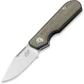 Liong Mah Designs Traveller Clip Point foldekniv, Green Micarta