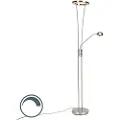 QAZQA Moderne gulvlampe stål og glass inkl. LED med lesearm - Divine