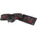 Deltaco 4-in-1 Gaming Gear Kit - Sett med tastatur, mus, hodetelefon og musepute - USB - Nordisk - svart