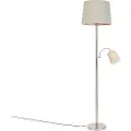 QAZQA Klassisk gulvlampe stål med grå skjerm og leselampe - Retro