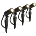 QAZQA Sett med 4 svarte hagespotlights inkl. LED IP68 - Garly