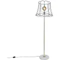 QAZQA Retro gulvlampe messing med Granny Frame svart 45 cm - Kaso