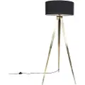 QAZQA Moderne gulvlampe messing med svart skjerm - Ilse