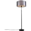 QAZQA Gulvlampe sort med svart/hvit skjerm 47 cm justerbar - Parte