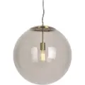 QAZQA Moderne pendellampe messing med røykglass 50 cm - Ball