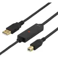Deltaco USB-EX10M - USB-kabel - USB-type B (hann) til USB (hann) - 10 m - aktiv - svart