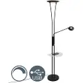 QAZQA Gulvlampe sort med lesearm inkl. LED og USB-port - Sevilla