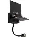 QAZQA Moderne vegglampe sort med USB og fleksibel arm - Flero