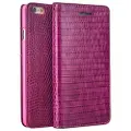 Qialino iPhone 6 / 6S Lær Lommebokveske - Krokodilleskinn - Varm Rosa