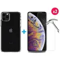 Mtp Products iPhone 11 Pro Max TPU-deksel m/ 2x Beskyttelsesglass - Klar