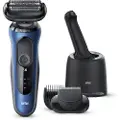 Braun Series 6 60-B7500cc, Barberingsmaskin, Blå, Senso Flex, Rustfritt stål, Knapper, LED