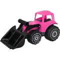 Plasto Tractor with frontloader. Pink. 32 cm