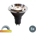 LUEDD Sett med 5 GU10 dim-to-warm LED-pærer AR70 6W 2000K-3000K