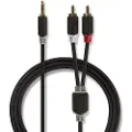 Nedis - Lydkabel - mini-phone stereo 3.5 mm hann til RCA hann - 3 m - antrasitt - rund