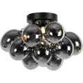 QAZQA Smart taklampe svart med røykglass 3 lys inkl. 3 WiFi G9 - Uvas