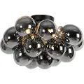 QAZQA Design taklampe sort med røykglass 4-lys - Uvas
