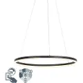 QAZQA Design Hengelampe sort 80 cm inkl. LED 3-trinns dimbar - Anello
