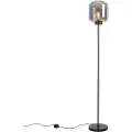 QAZQA Design gulvlampe sort med røykglass - Qara