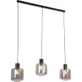 QAZQA Design pendellampe sort med røykglass 3-lys 161,5 cm - Qara