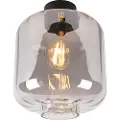 QAZQA Design taklampe sort med røykglass - Qara