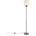 QAZQA Design gulvlampe sort med ravglass - Qara