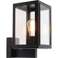 QAZQA Rustikk vegglampe svart IP44 - Sutton Up