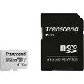 Transcend Micro Sdxc 300s-a 512gb Class 10 Uhs-i U3 V30 A1 Minnekort