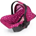 Reig Musicales Deluxe Car Seat with Canopy for Dolls - Rose w/ dots