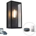 QAZQA Smart vegglampe utendørs svart inkl. WiFi ST64 IP44 - Rotterdam