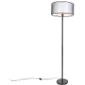 QAZQA Design gulvlampe svart med svart og hvit skjerm 47 cm - Simplo