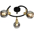 QAZQA Taklampe svart 44,5 cm med røykglass 3-lys - Vidro