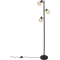 QAZQA Design gulvlampe sort med gull 3-lys justerbar - Mesh