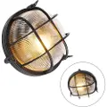 QAZQA Industriell rund vegglampe svart IP44 - Noutica