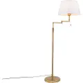 QAZQA Gulvlampe i bronse med hvit skjerm og justerbar arm - Ladas Deluxe