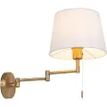 QAZQA Vegglampe i bronse med hvit hette og justerbar arm - Ladas Deluxe