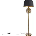QAZQA Gulvlampe gull 145 cm med svart bomullslampeskjerm 50 cm - Botanica