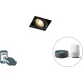 QAZQA Smart innfelt spotlight sort inkl. Wifi GU10 uten ramme - Oneon 1