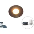 QAZQA Moderne smart innfelt spotlight sort rund inkl. WiFi GU10 IP54 - Xena